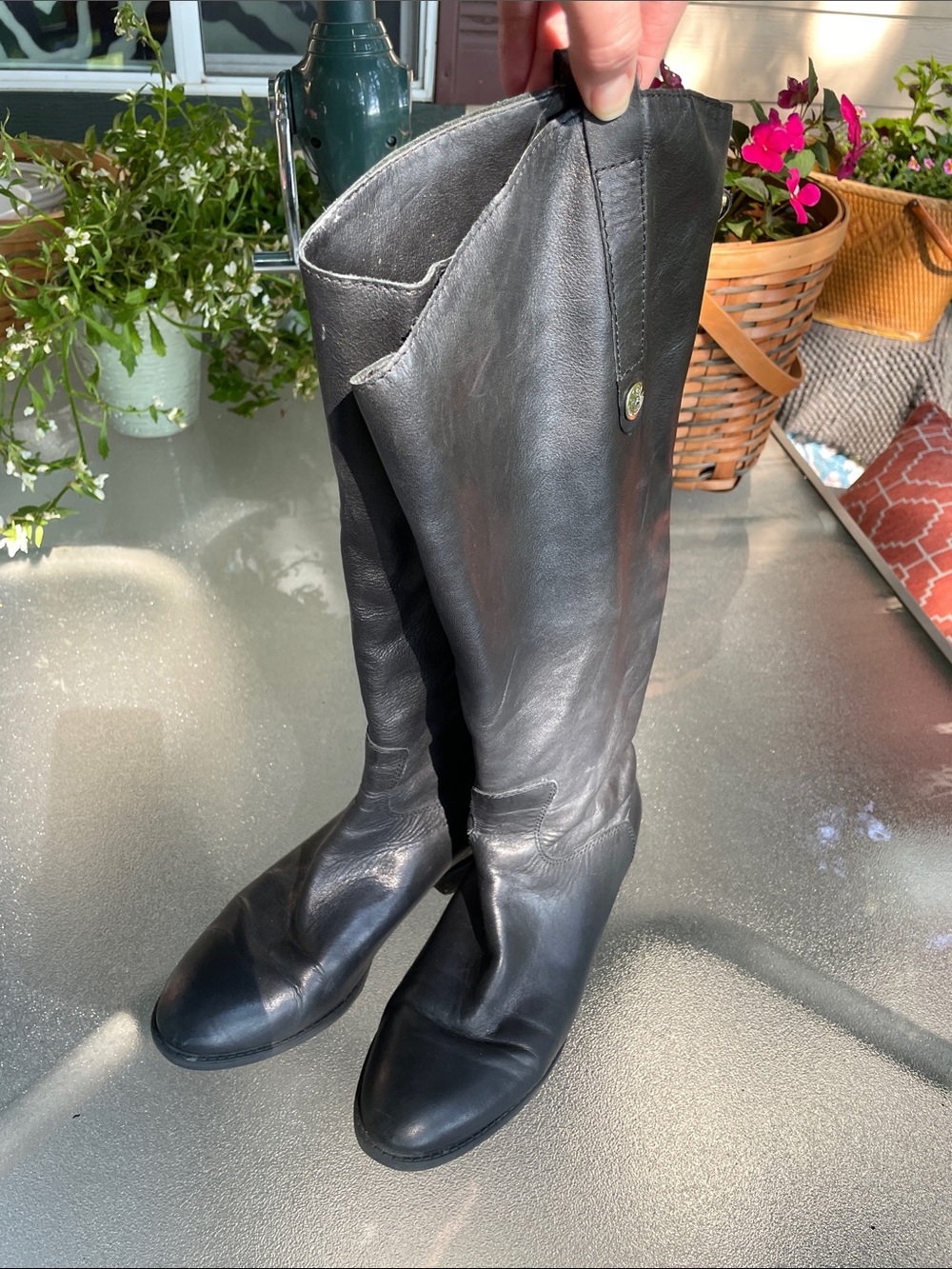 Sam Edelman, tall black leather boots size 7, medium